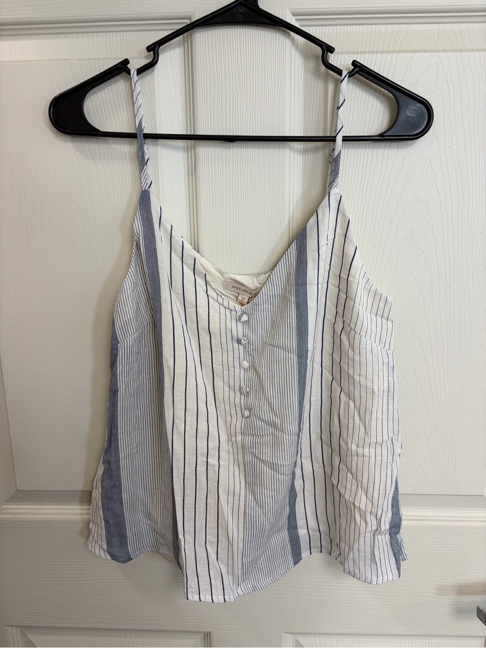 Skies Are Blue White & Blue Striped V-Neck Button Cami